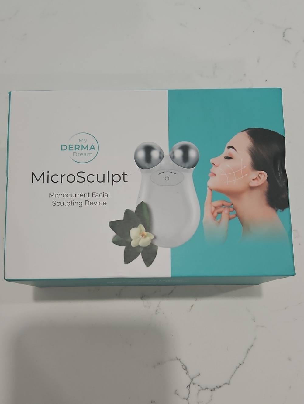 DermaDream MicroSculpt Microcurrent Facial Device — Teal & White